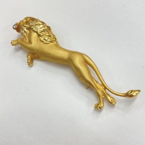 K18 ライオン メレダイヤ ブローチ 18金 750